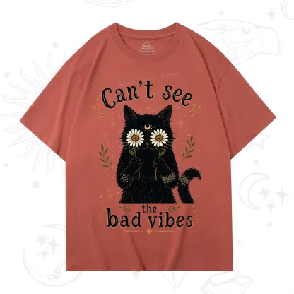 Purplehecate Can't See the Bad Vibes Black Cat T-Shirt