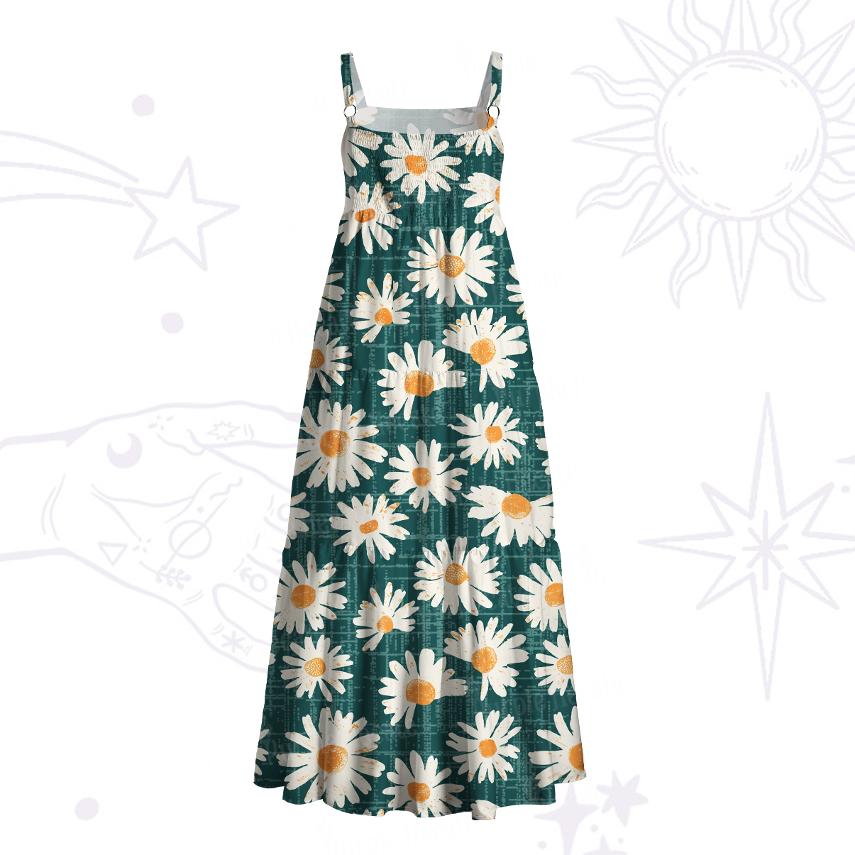 Purplehecate Daisy Daydream Wide Straps Maxi Dress