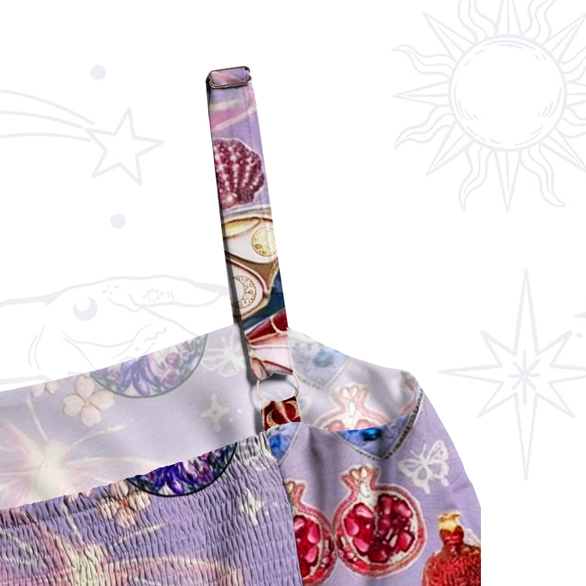 Purplehecate Moth Magic Dreamscape Wide Straps Maxi Dress