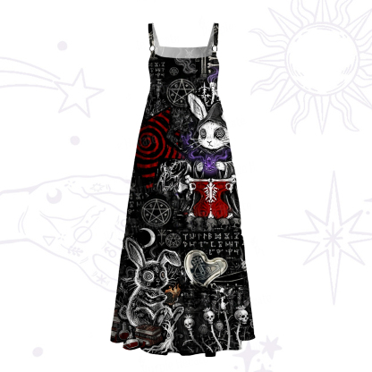 Purplehecate Gothic Cursed Bunny Ritual Wide Straps Maxi Dress