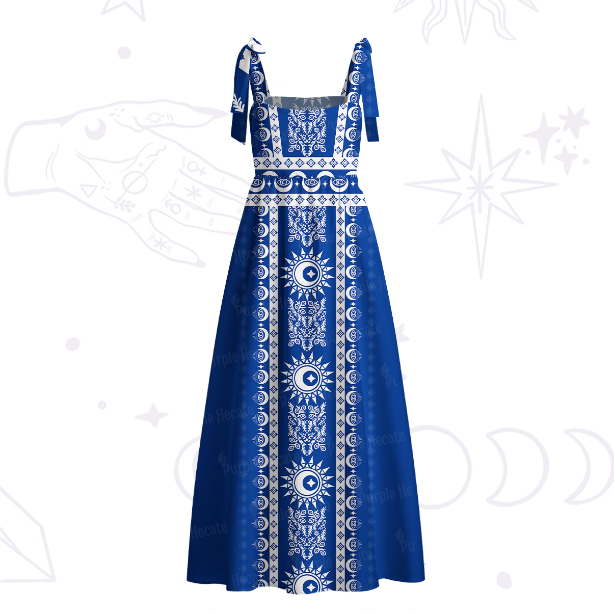 Purplehecate Visionary Sun Tie Shoulder Maxi Dress