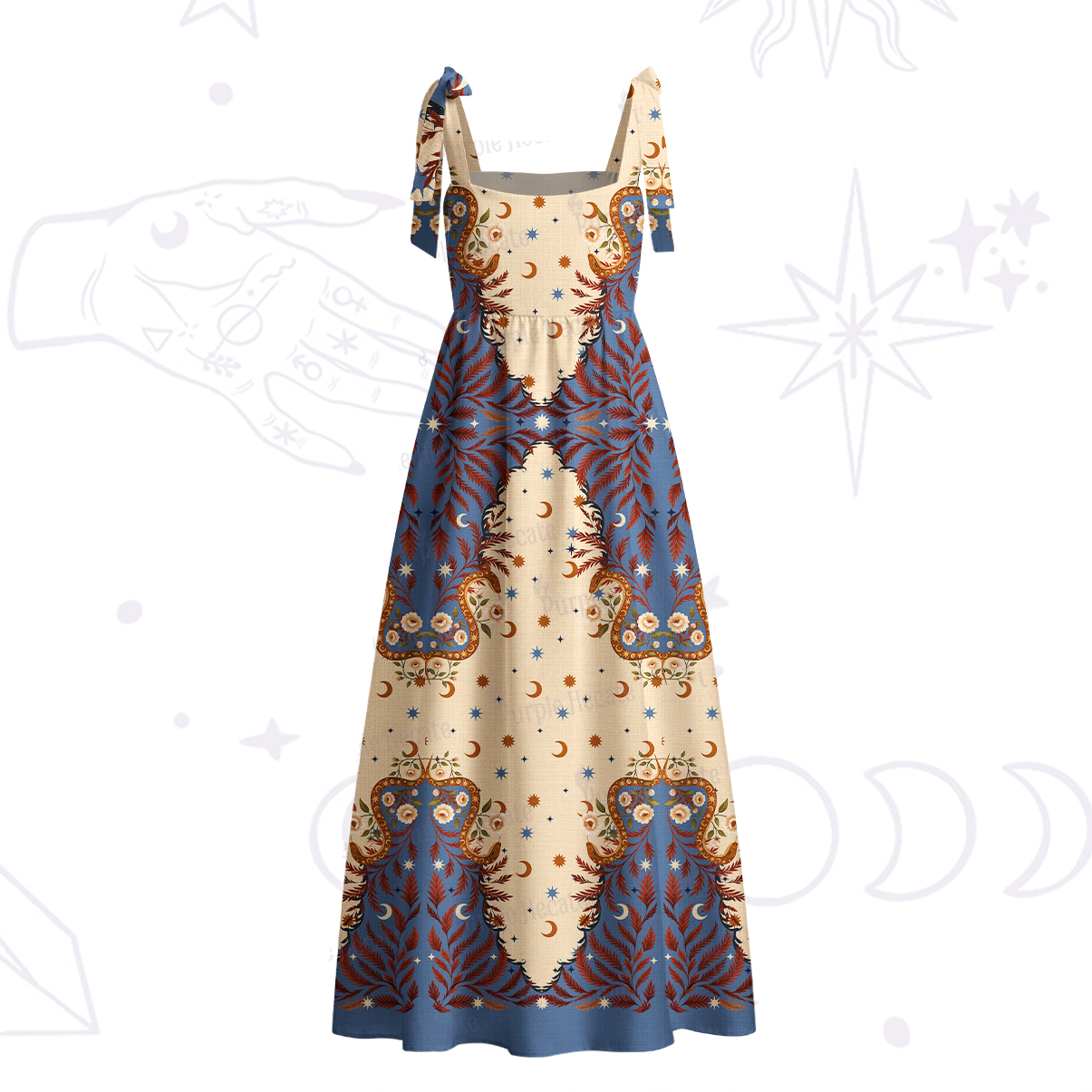 Purplehecate Celestial Ascension Tie Shoulder Maxi Dress