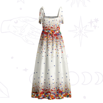 Purplehecate Spring Garden Tie Shoulder Maxi Dress