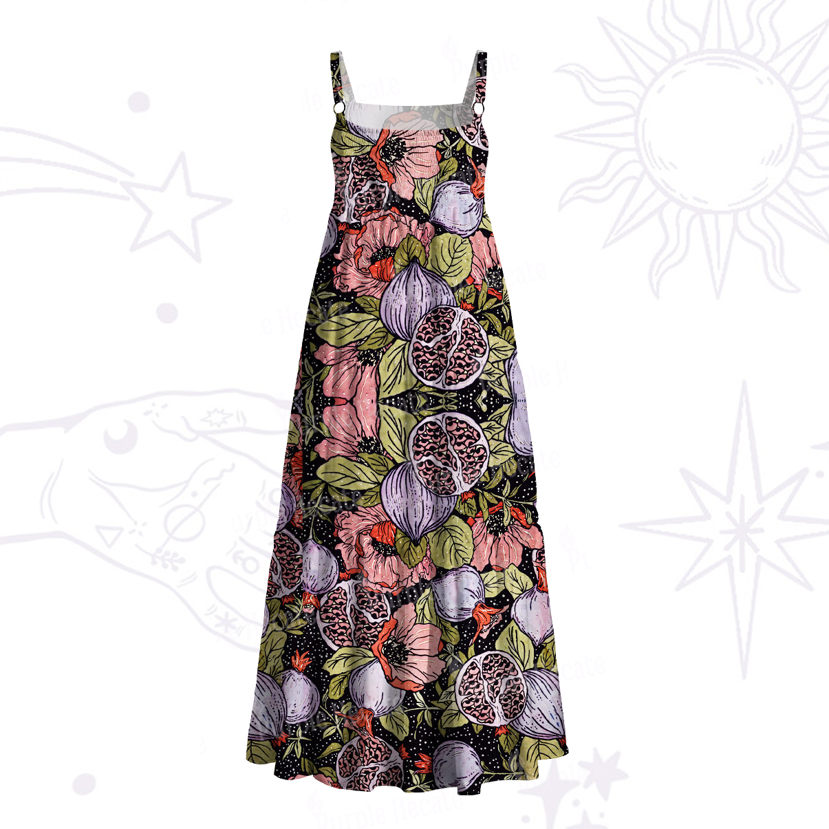 Purplehecate Persephone’s Pomegranate Wide Straps Maxi Dress