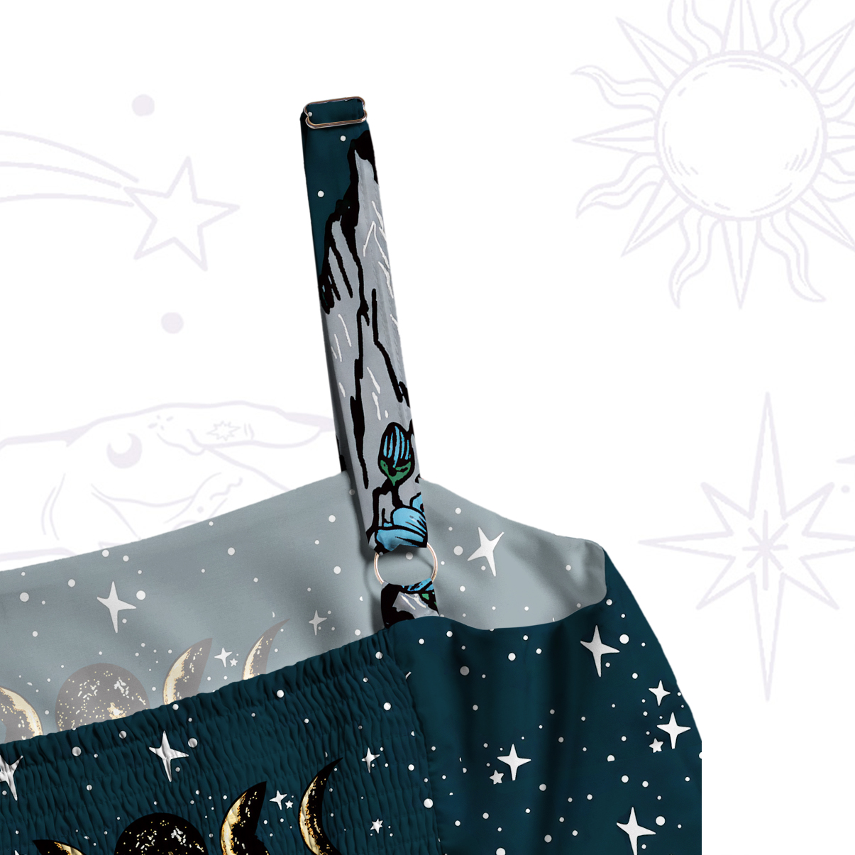 Purplehecate Moonlit Wildflower Mountain Wide Straps Maxi Dress