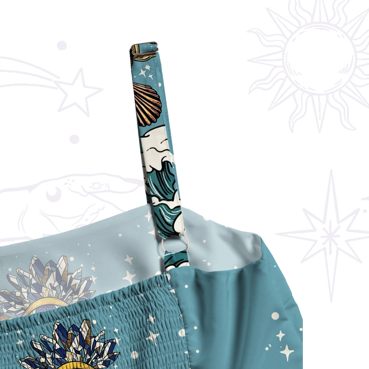Purplehecate Ocean Goddess Vision Wide Straps Maxi Dress