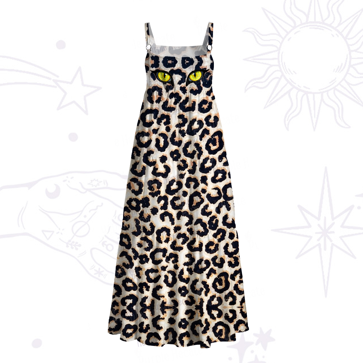 Purplehecate Feral Eyes Leopard Wide Straps Maxi Dress