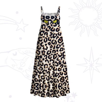 Purplehecate Feral Eyes Leopard Wide Straps Maxi Dress