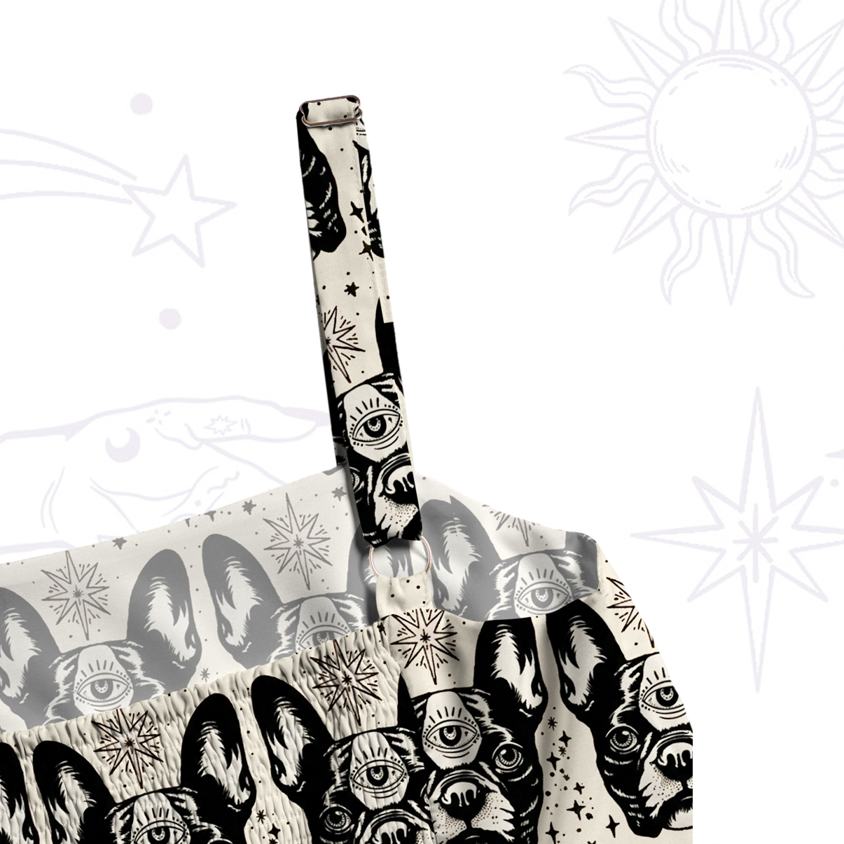 Purplehecate Mystic Boston Terrier Wide Straps Maxi Dress