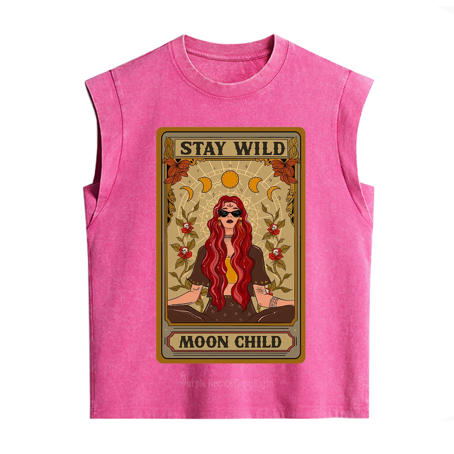 Purplehecate The Stay Wild Moon Child Oracle Card Vintage Washed Tank