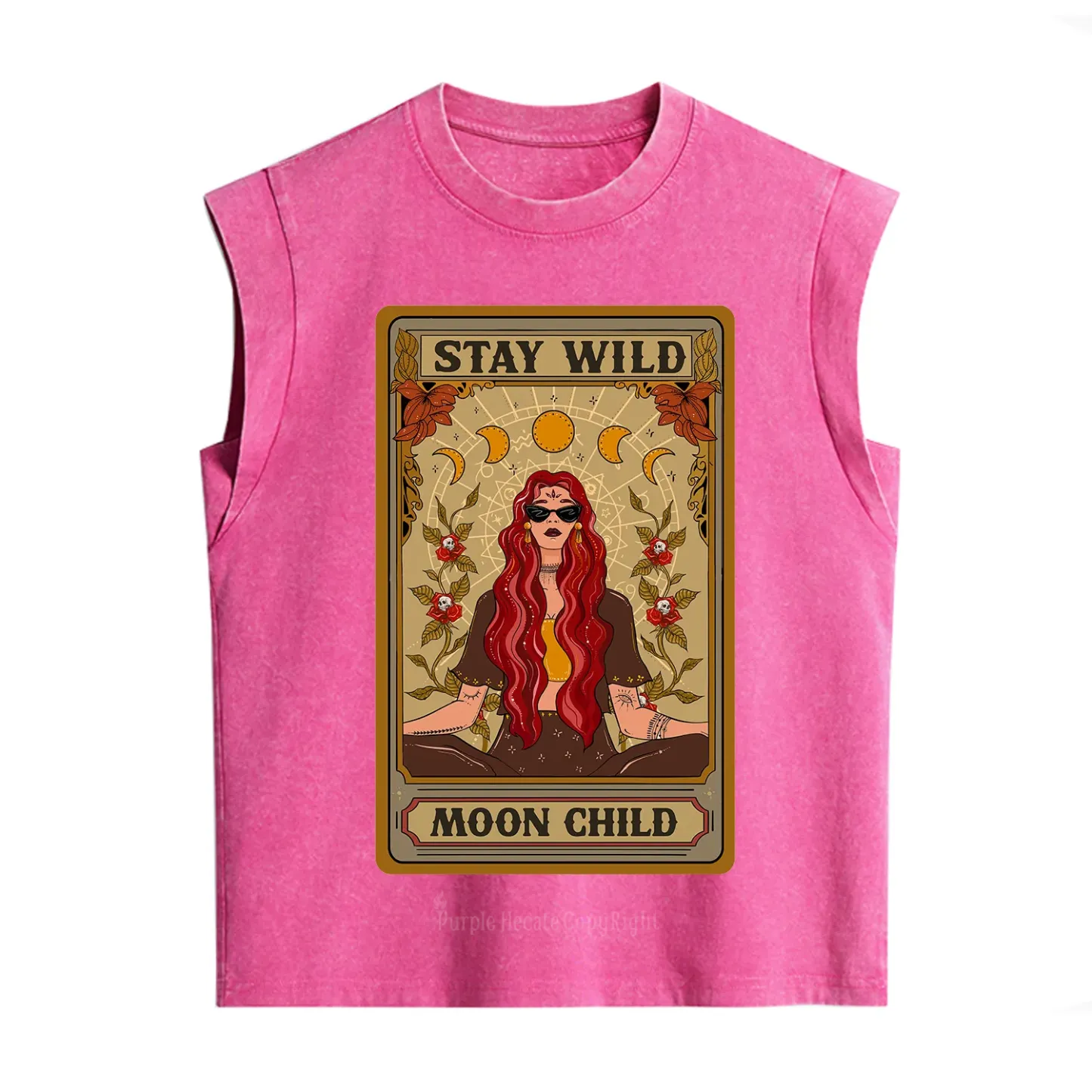 Purplehecate The Stay Wild Moon Child Oracle Card Vintage Washed Tank