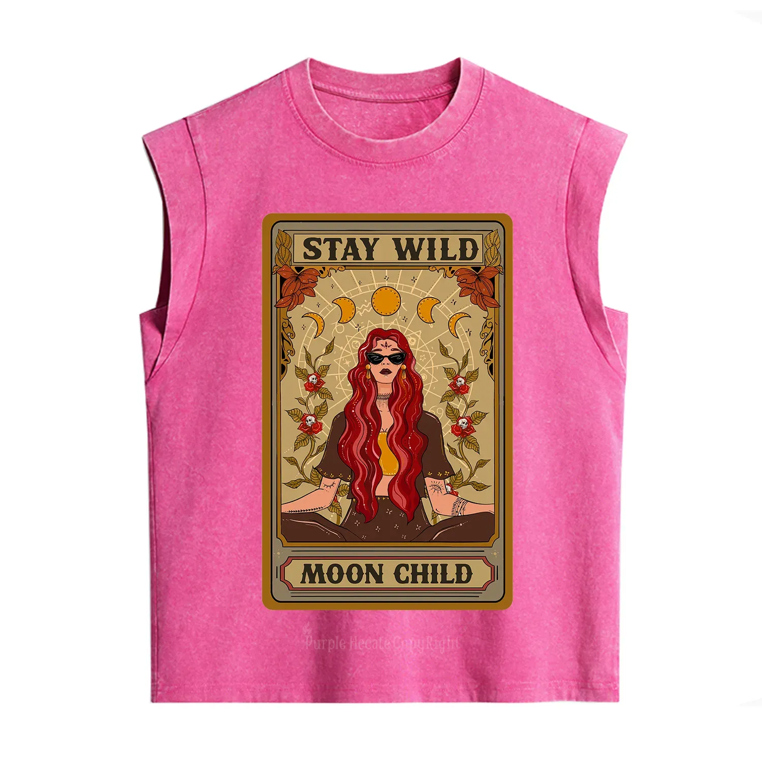 Purplehecate The Stay Wild Moon Child Oracle Card Vintage Washed Tank