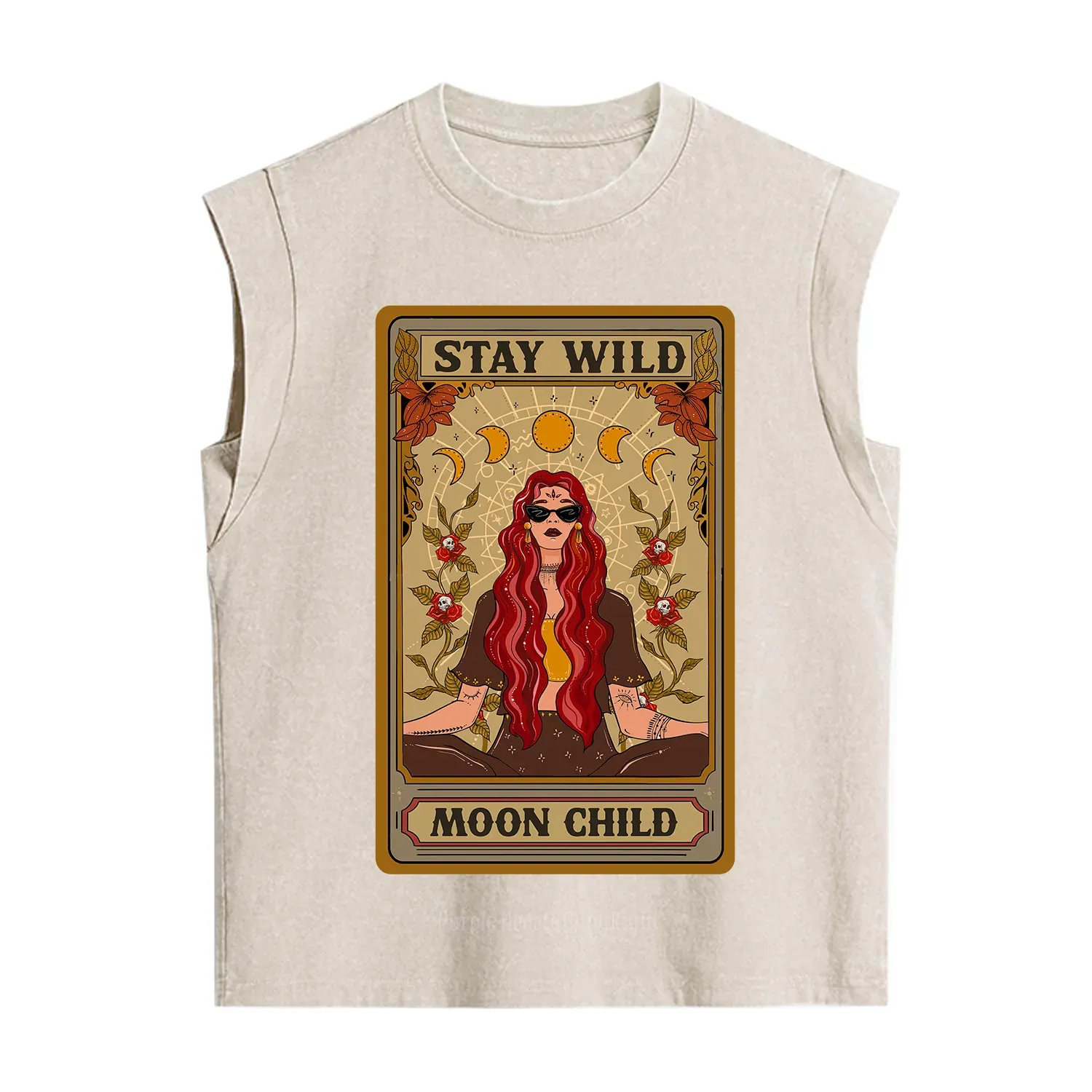 Purplehecate The Stay Wild Moon Child Oracle Card Vintage Washed Tank