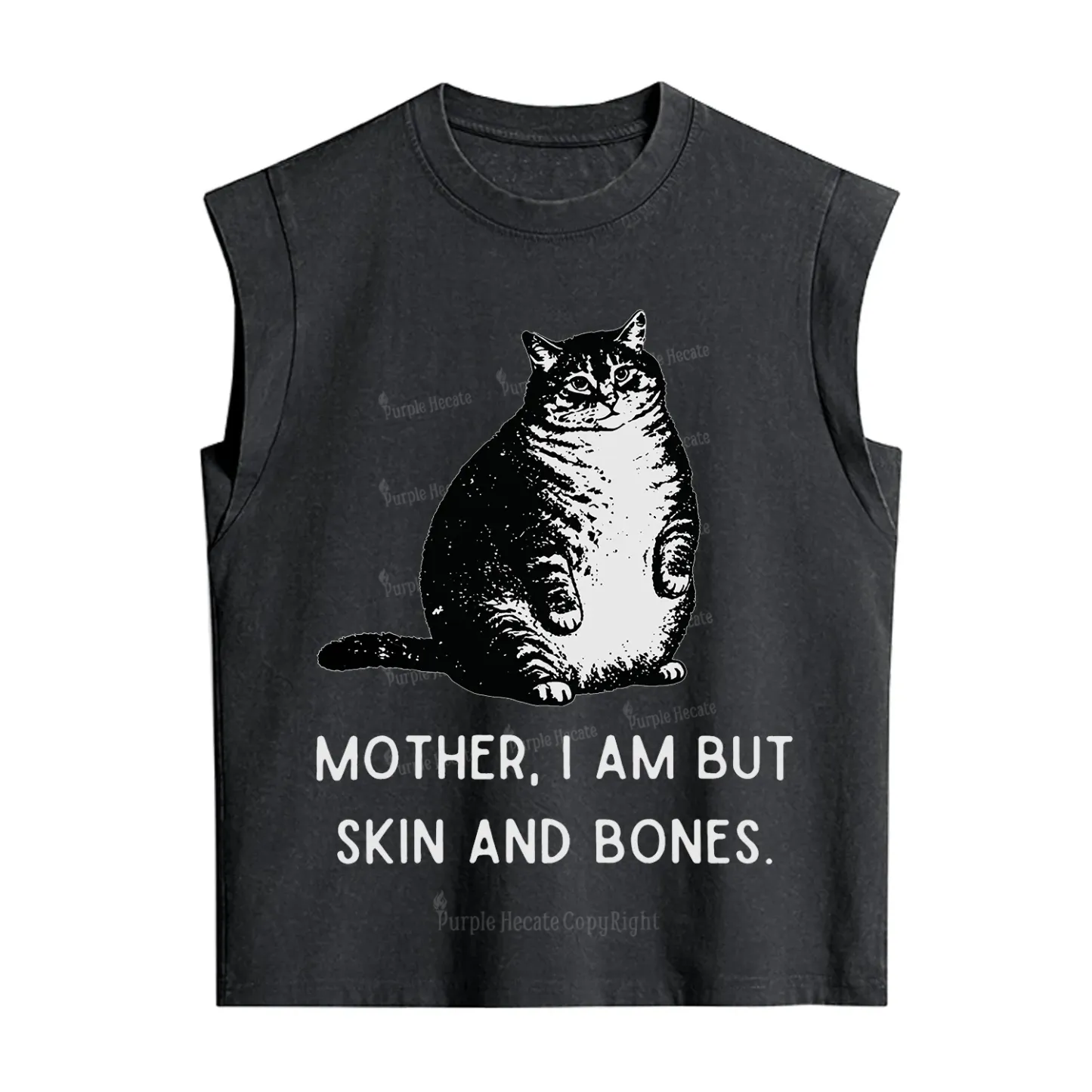 Purplehecate Cat Mother I Am But Skin And Bones Vintage Washed Tank