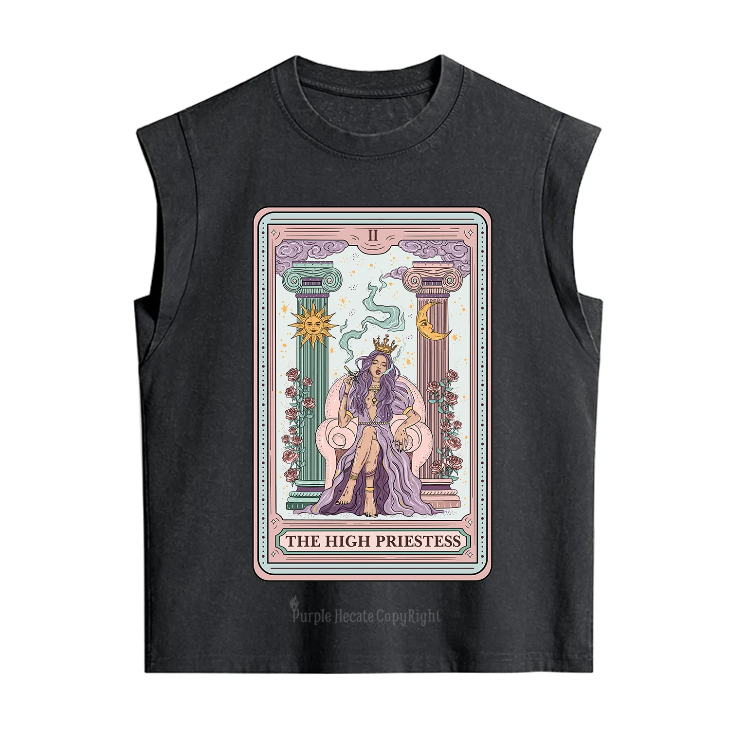 Purplehecate The High Priestess Tarot Card Vintage Washed Tank