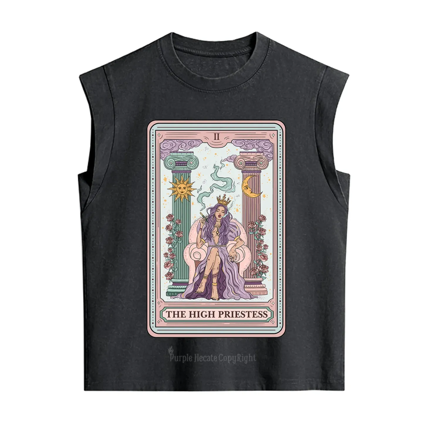 Purplehecate The High Priestess Tarot Card Vintage Washed Tank