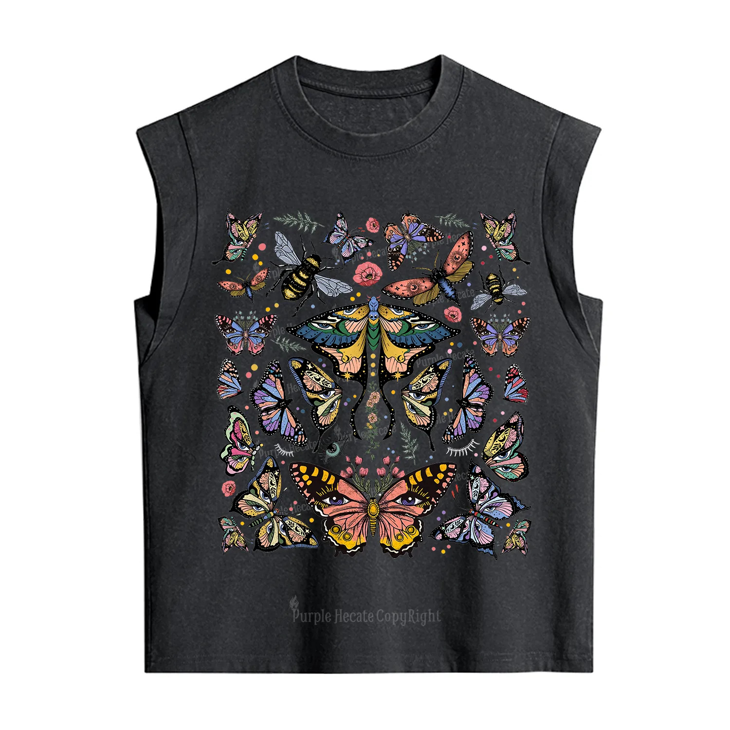 Purplehecate Mystical Butterfly & Moth Vintage Washed Tank