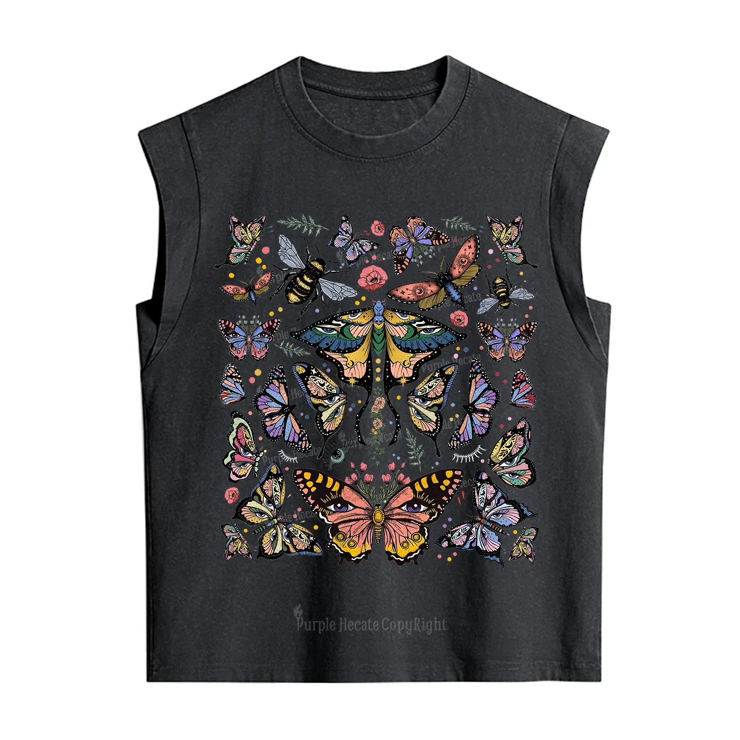 Purplehecate Mystical Butterfly & Moth Vintage Washed Tank