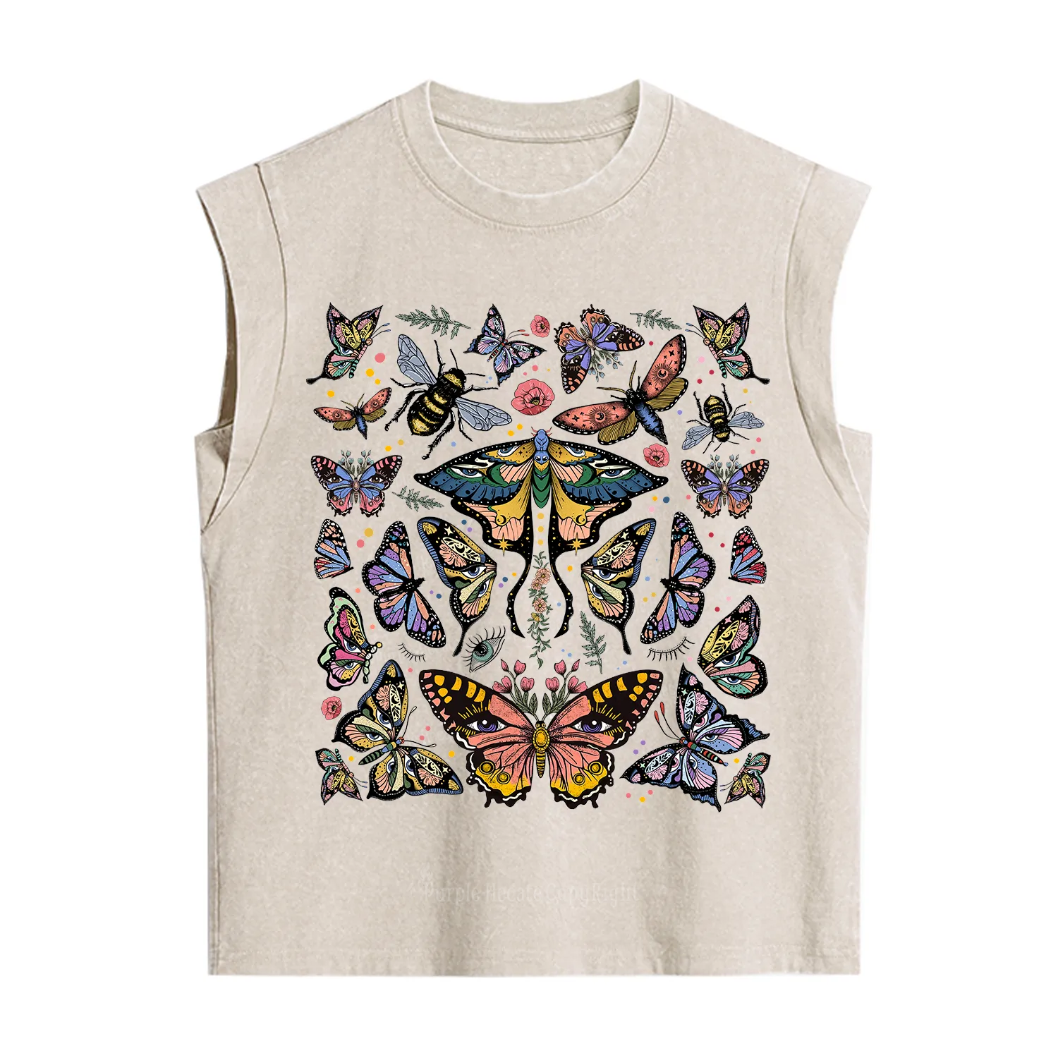 Purplehecate Mystical Butterfly & Moth Vintage Washed Tank