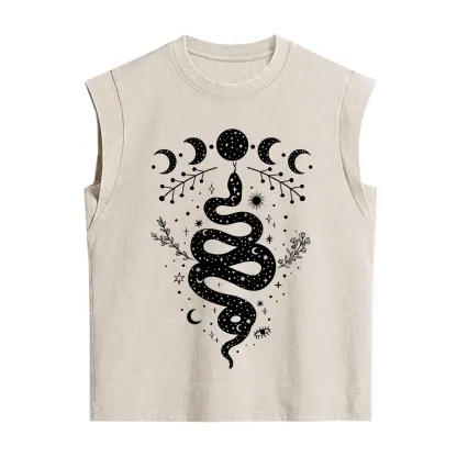 Purplehecate Snake And Moon Phase Comfort Vintage Washed Tank