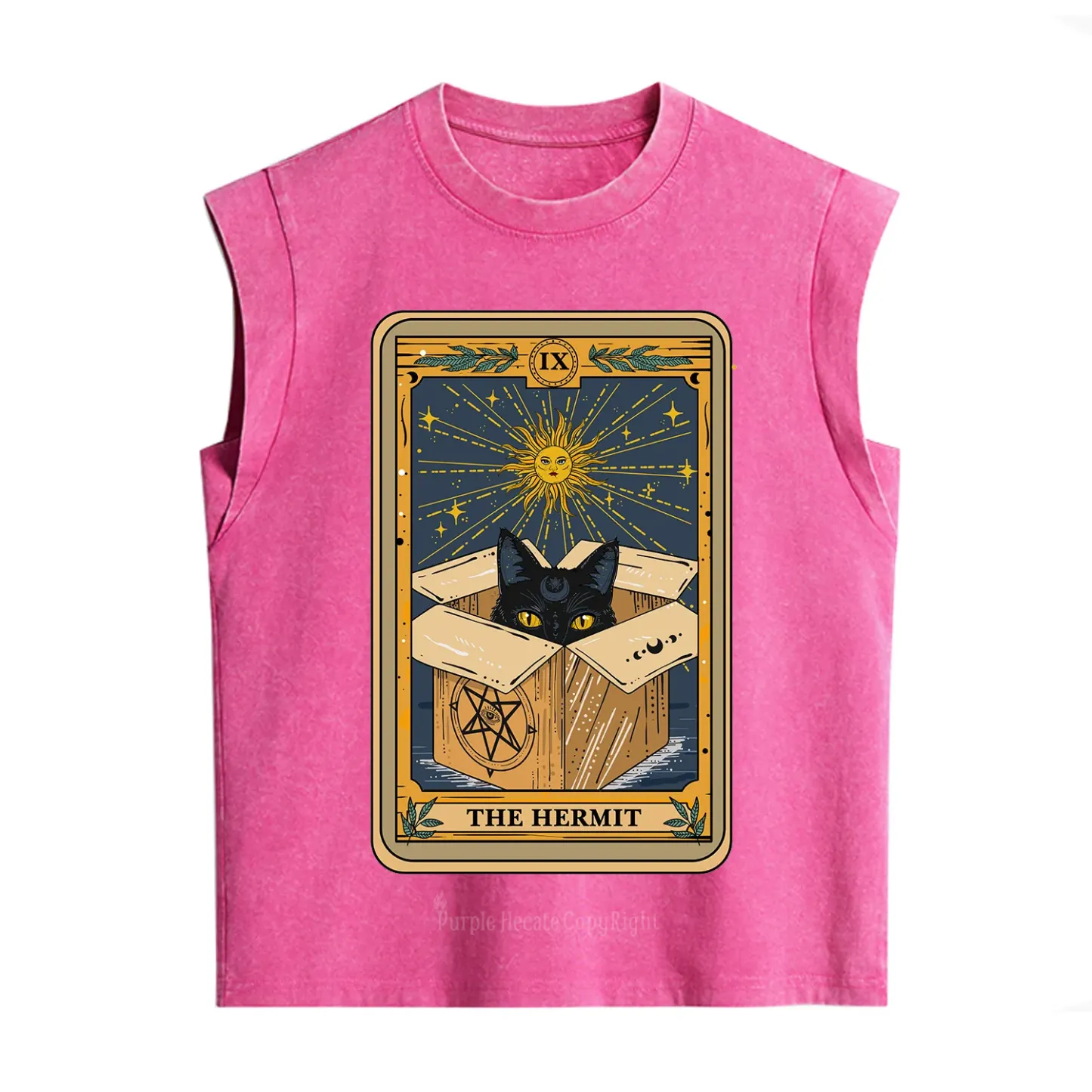 Purplehecate The Hermit Cat Tarot Card Vintage Washed Tank