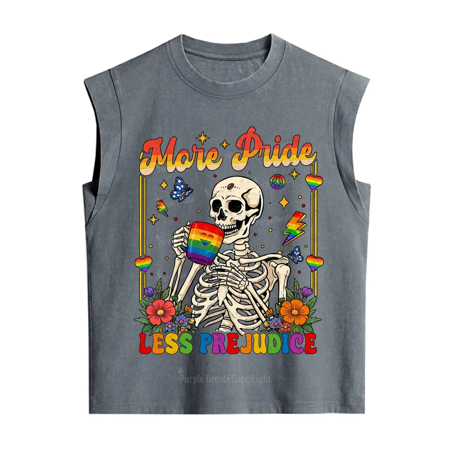 Purplehecate More Pride Less Prejudice Skeleton Vintage Washed Tank