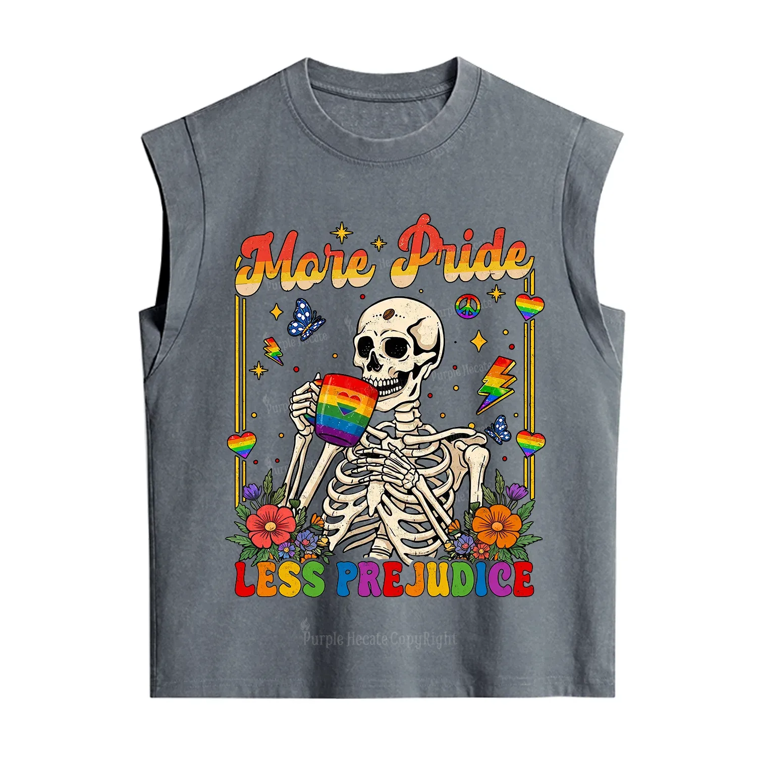 Purplehecate More Pride Less Prejudice Skeleton Vintage Washed Tank