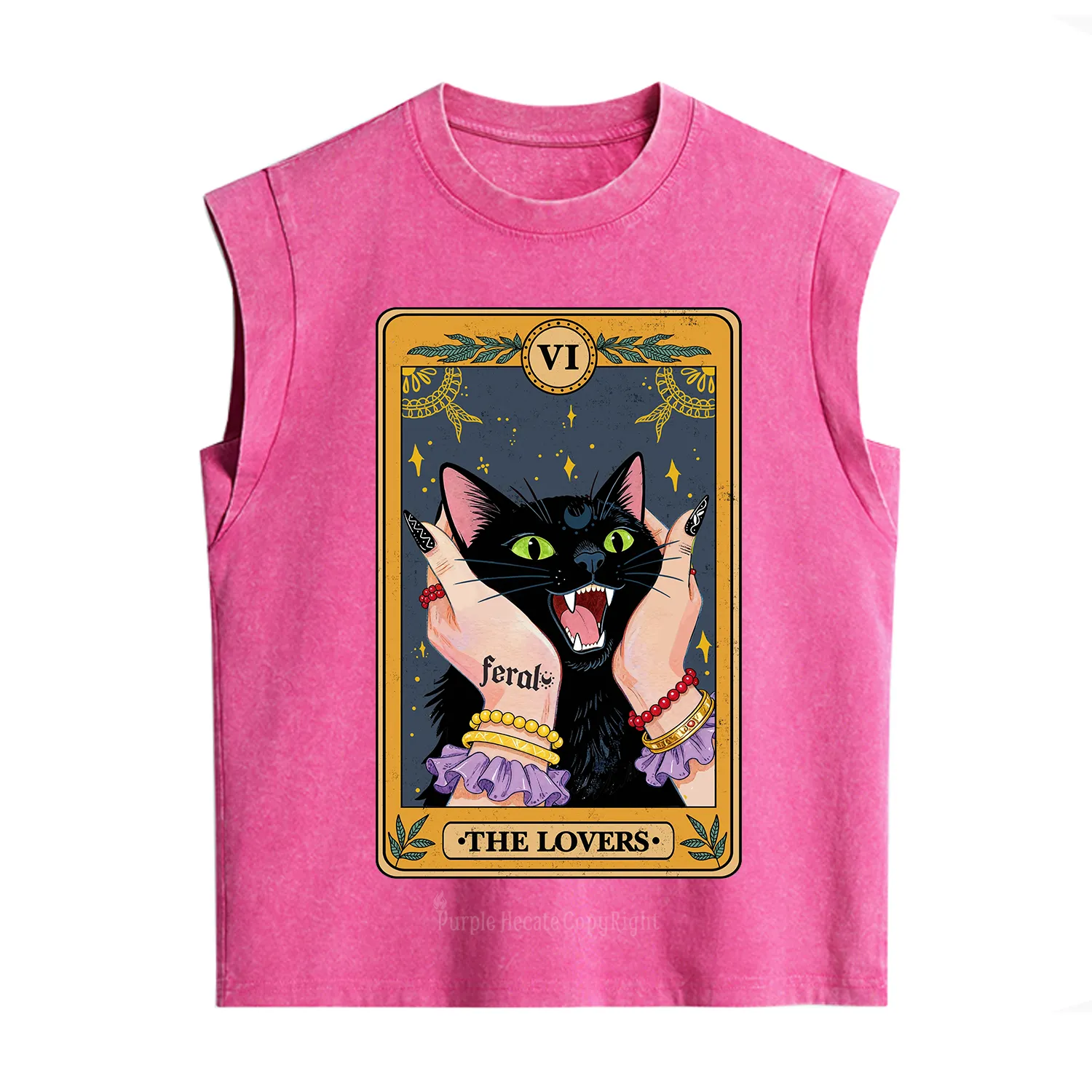 Purplehecate The Lovers Tarot Feral Cat Vintage Washed Tank