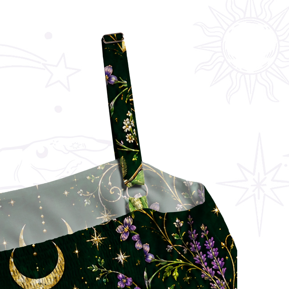 Purplehecate Moonlit Forest Moth Magic Wide Straps Maxi Dress