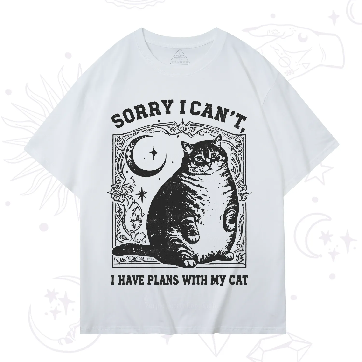 Purplehecate Sorry I Can't I Have Plans With My Cat T-Shirt