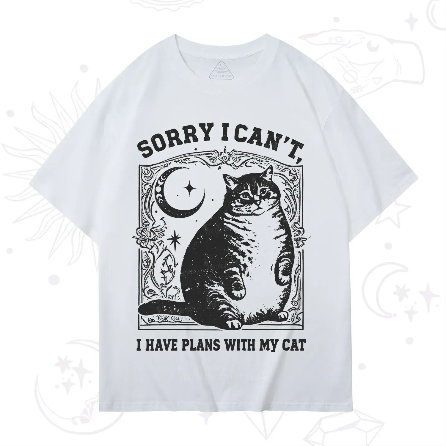 Purplehecate Sorry I Can't I Have Plans With My Cat T-Shirt
