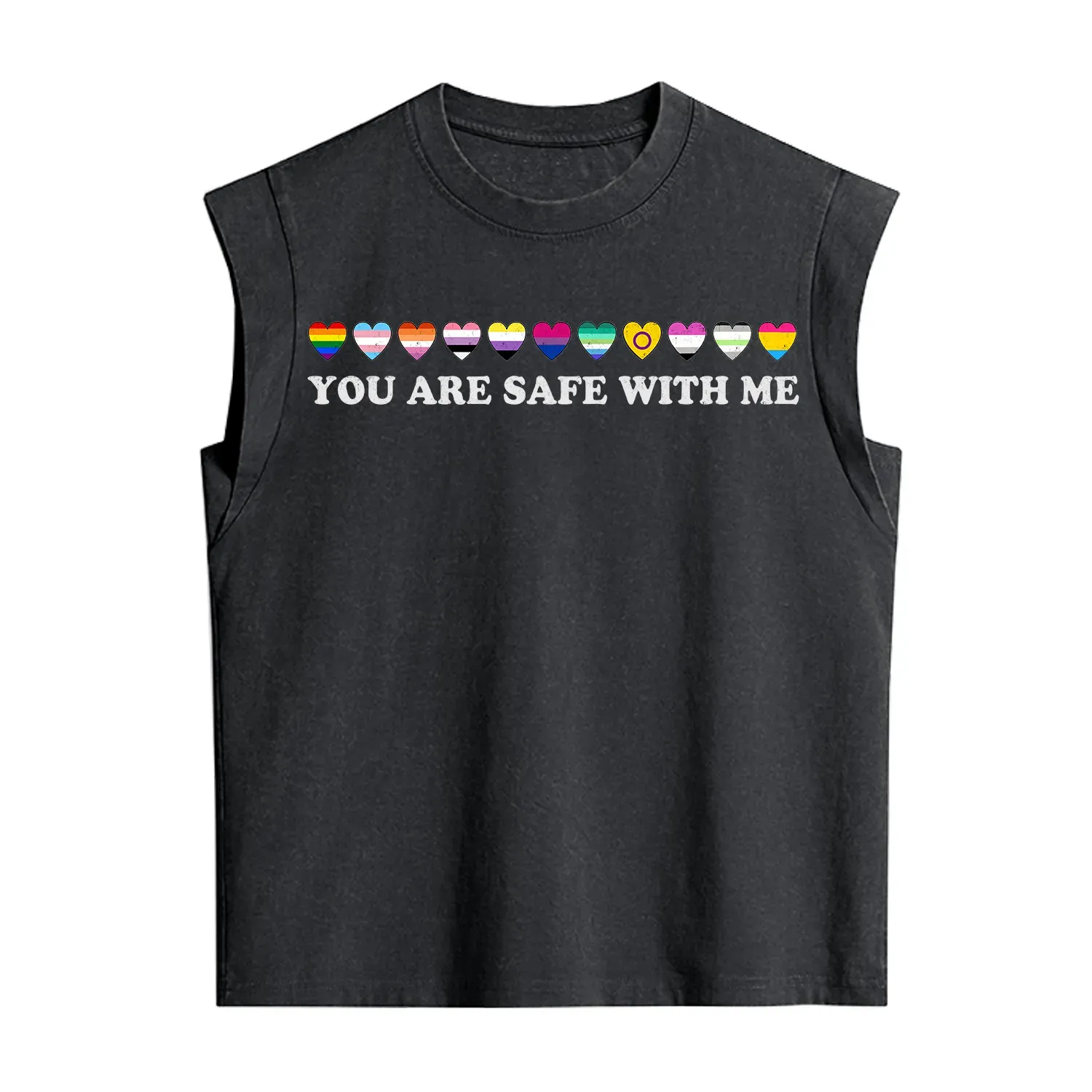 Purplehecate You Are Safe With Me Pride Vintage Washed Tank