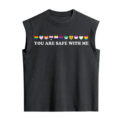 Purplehecate You Are Safe With Me Pride Vintage Washed Tank