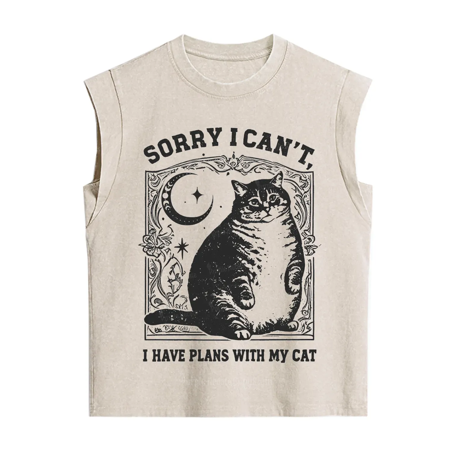 Purplehecate Sorry I Can't I Have Plans With My Cat Vintage Washed Tank
