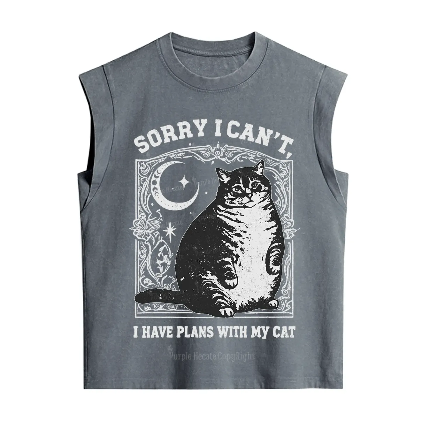 Purplehecate Sorry I Can't I Have Plans With My Cat Vintage Washed Tank