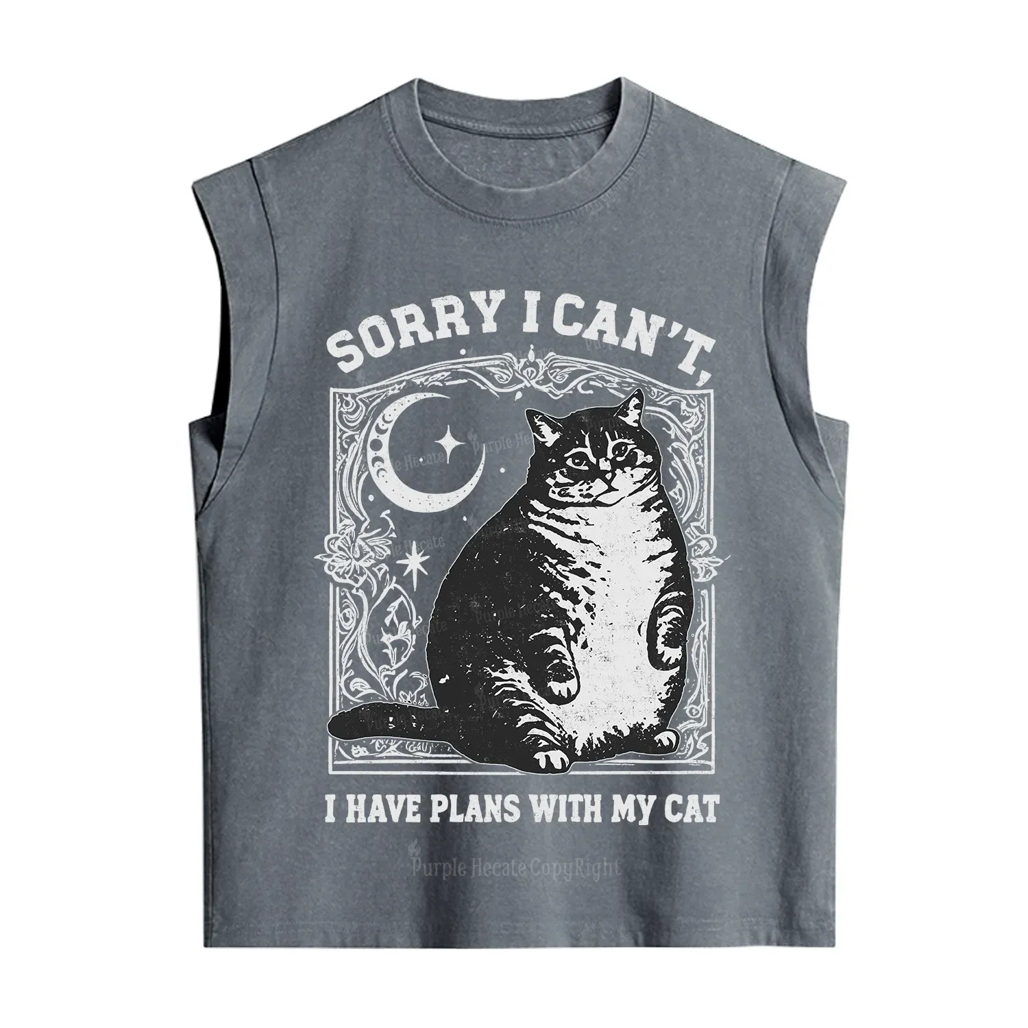 Purplehecate Sorry I Can't I Have Plans With My Cat Vintage Washed Tank