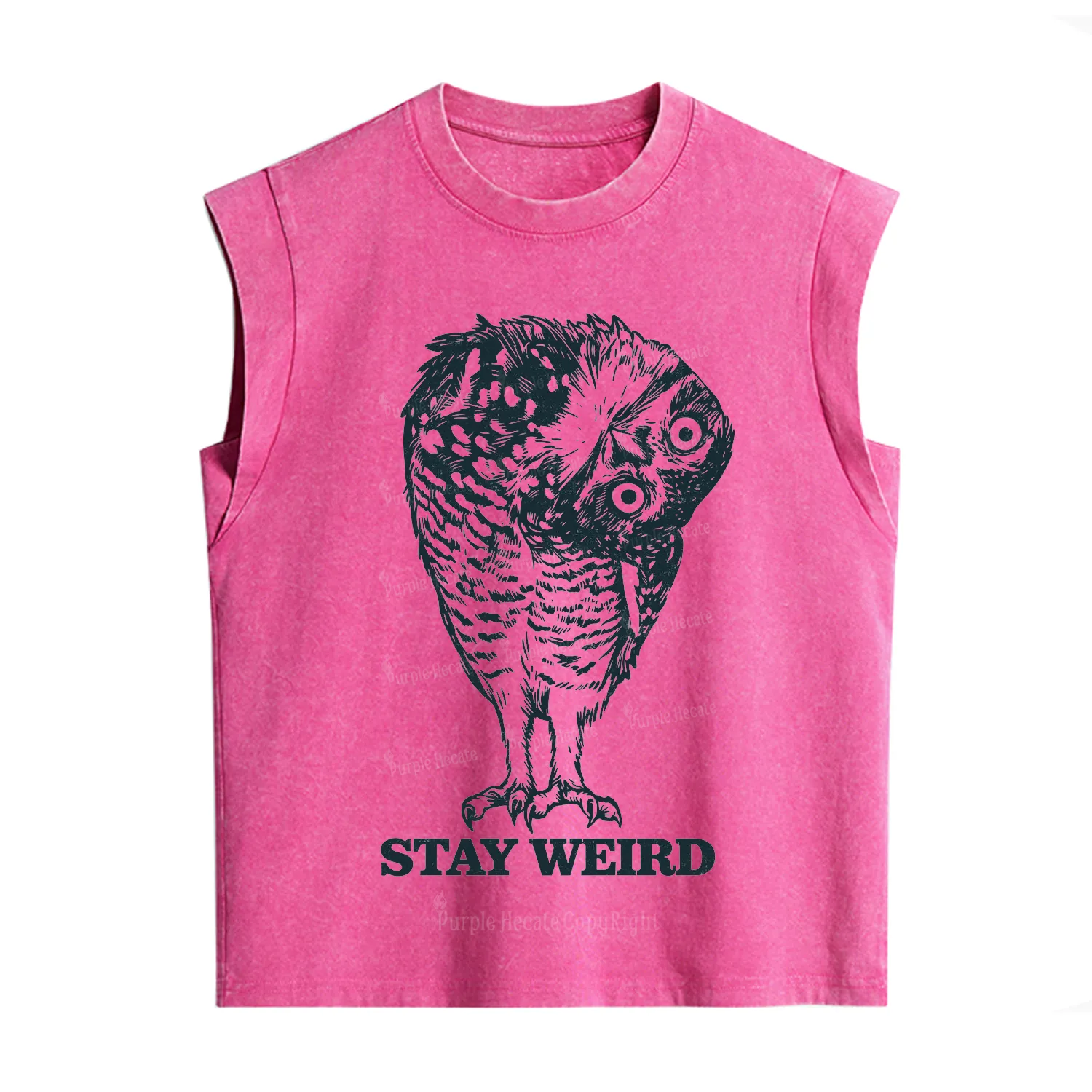 Purplehecate Stay Weird Innocent Owl Vintage Washed Tank