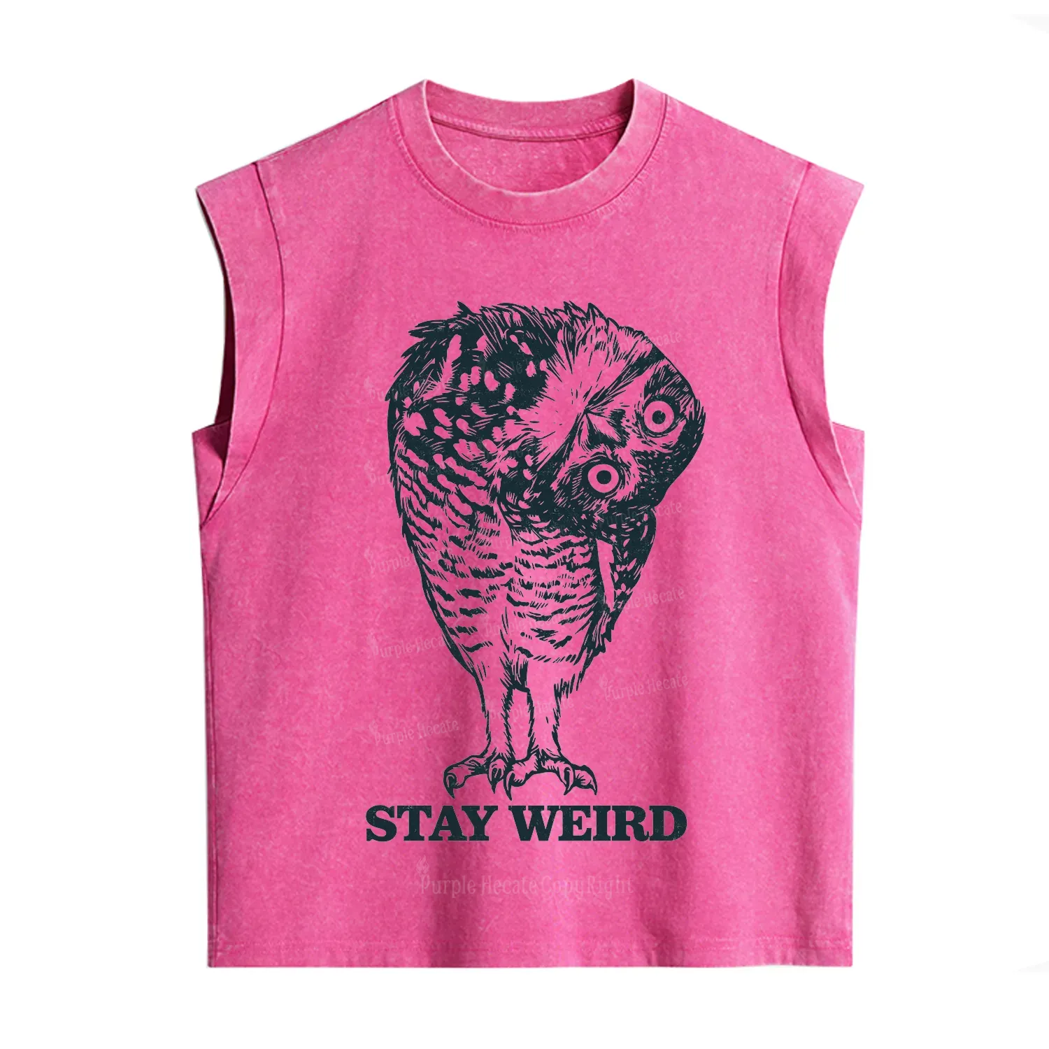 Purplehecate Stay Weird Innocent Owl Vintage Washed Tank