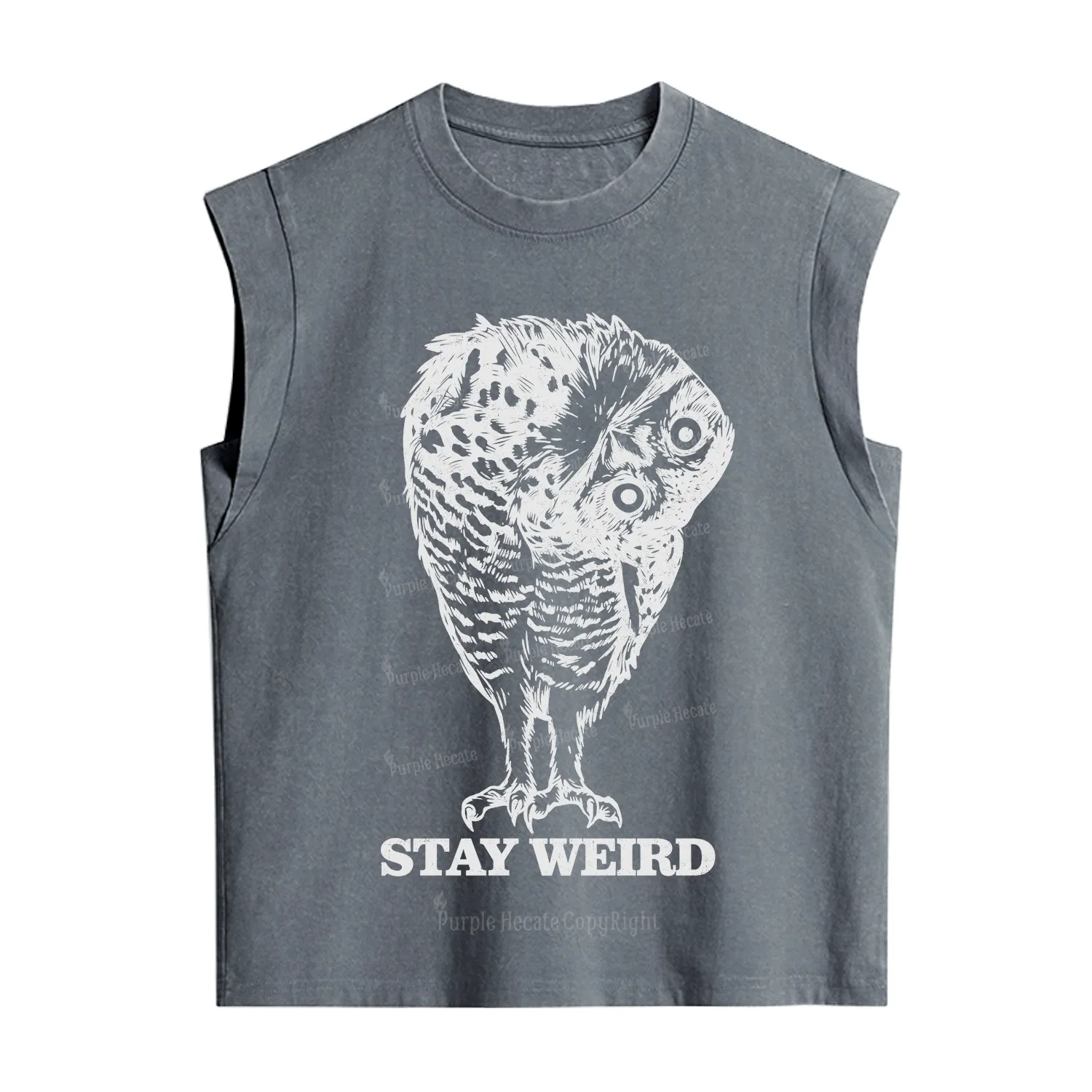 Purplehecate Stay Weird Innocent Owl Vintage Washed Tank