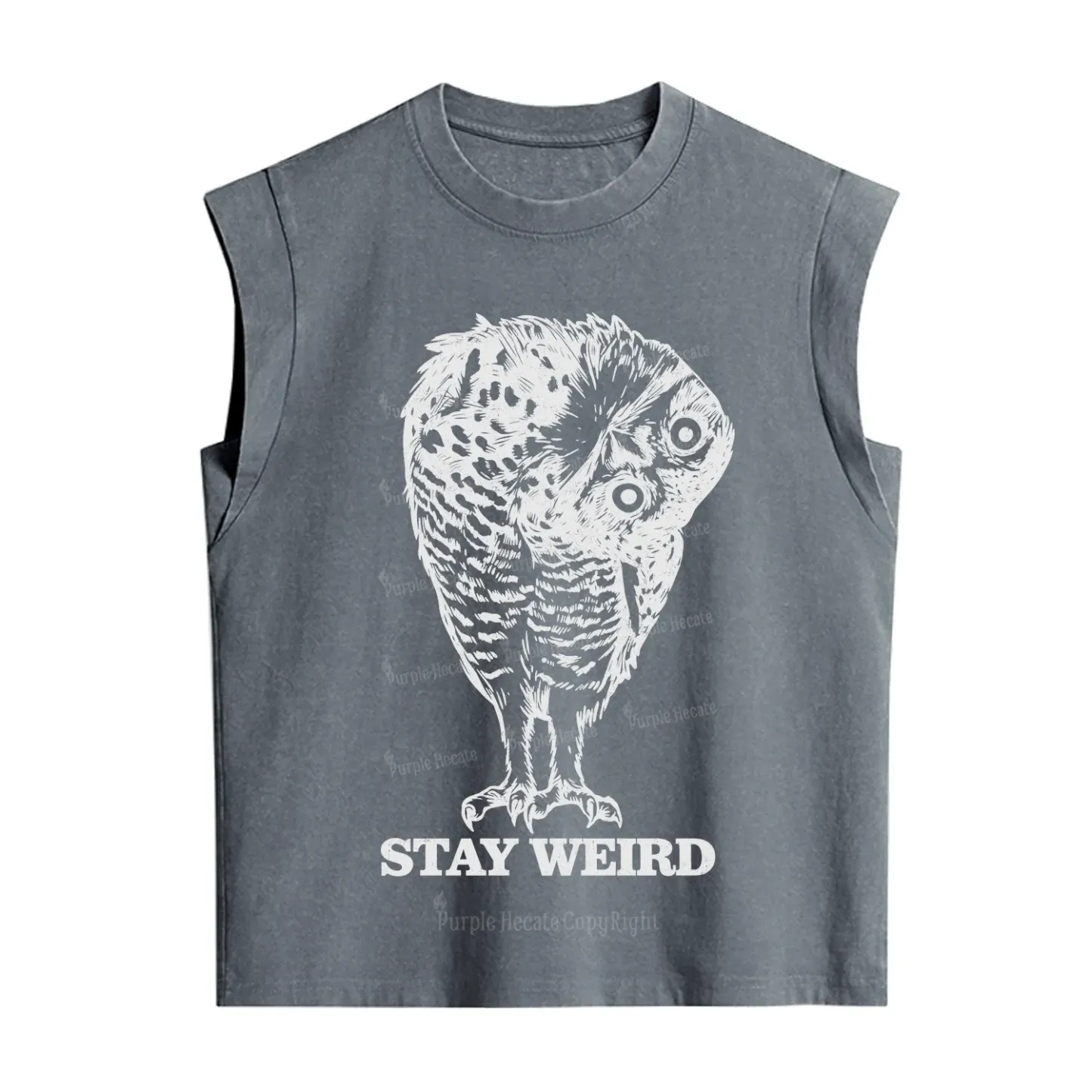 Purplehecate Stay Weird Innocent Owl Vintage Washed Tank