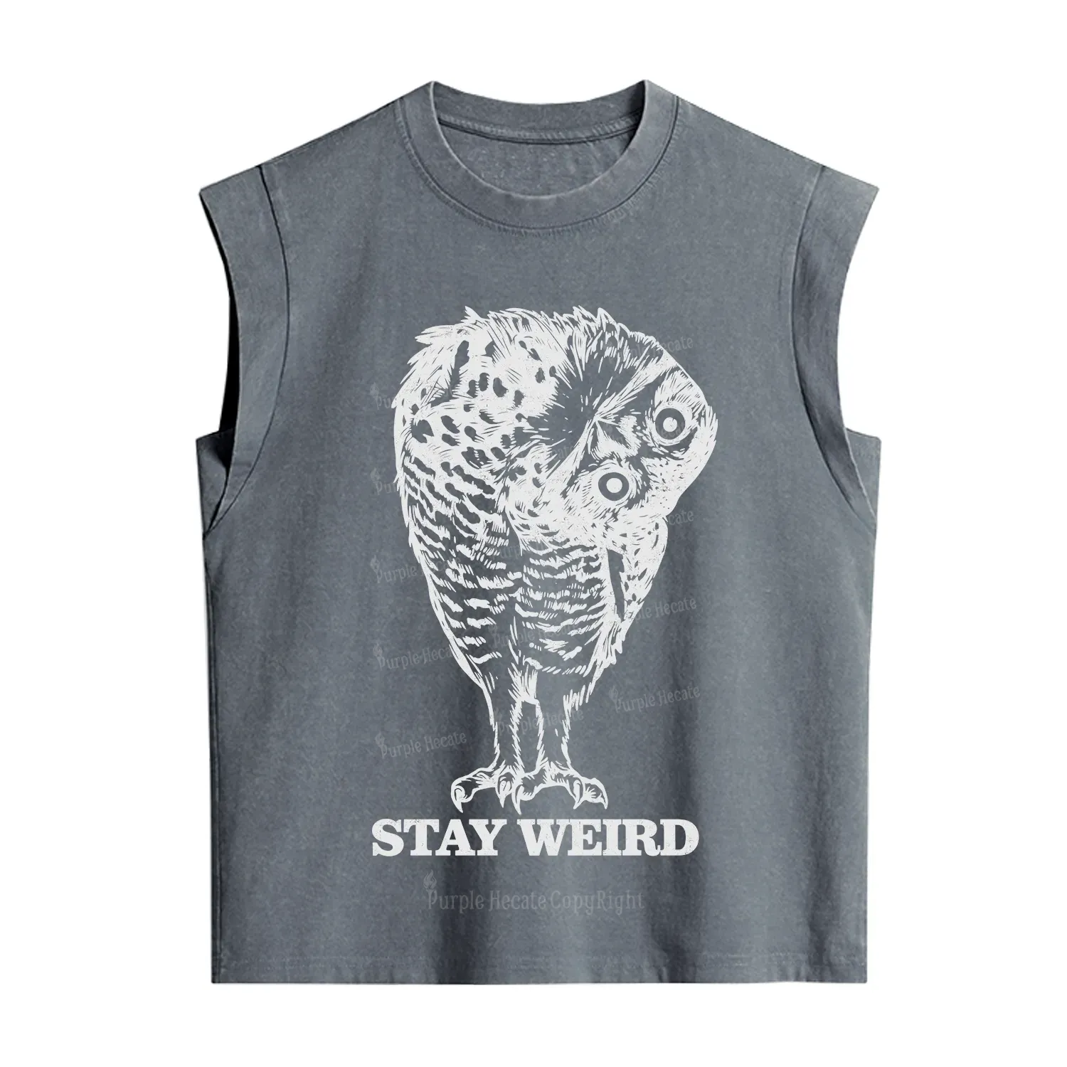 Purplehecate Stay Weird Innocent Owl Vintage Washed Tank