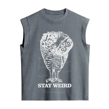 Purplehecate Stay Weird Innocent Owl Vintage Washed Tank