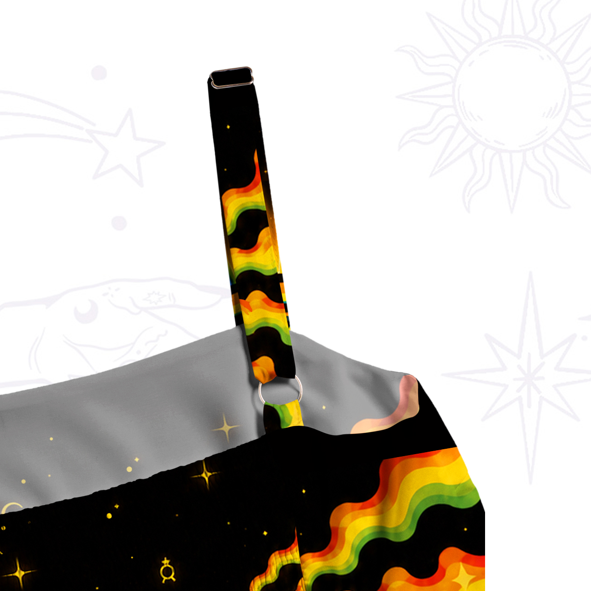 Purplehecate Eye of the Stars Rainbow Wide Straps Maxi Dress