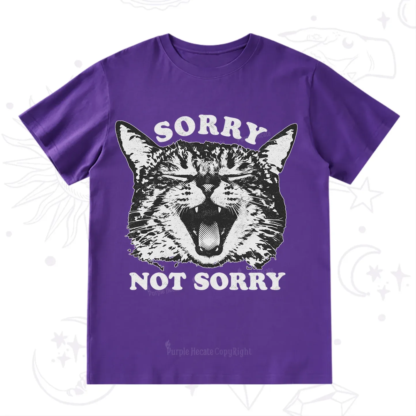Purplehecate Sorry Not Sorry Funny Cat T-Shirt