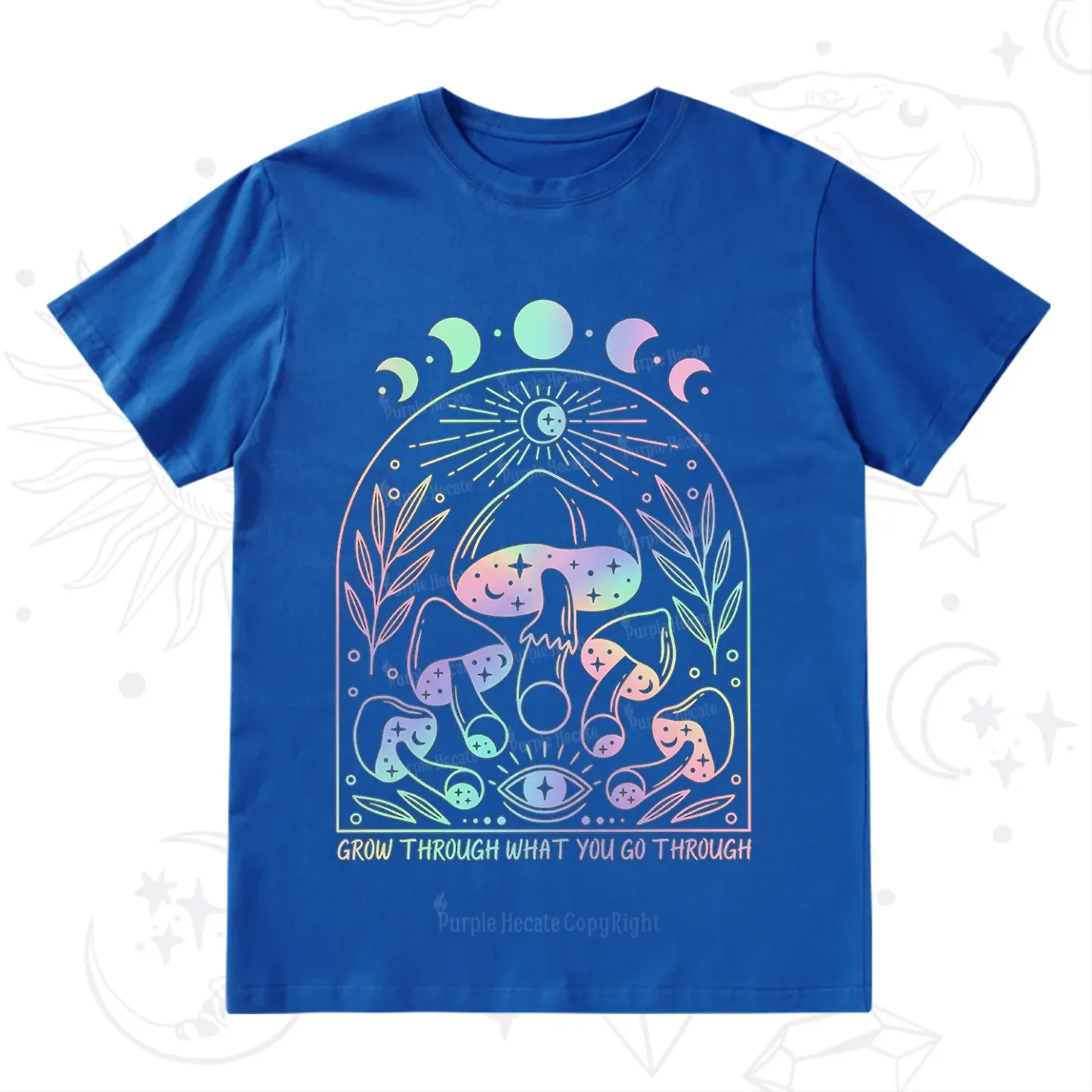 Purplehecate Moon Phases Mushroom T-Shirt