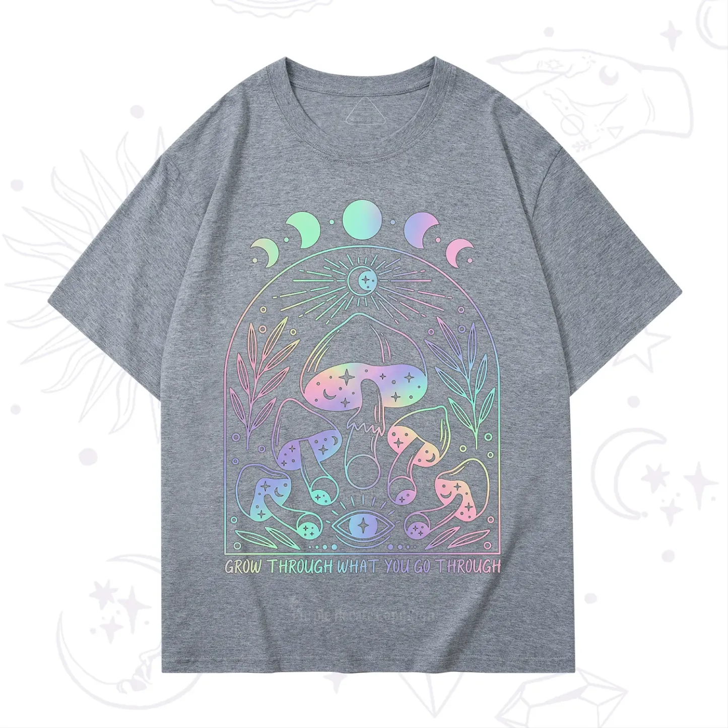 Purplehecate Moon Phases Mushroom T-Shirt