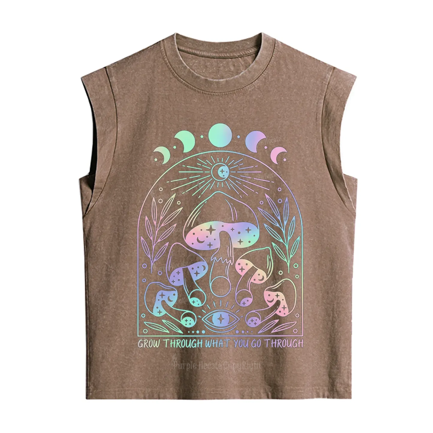 Purplehecate Moon Phases Mushroom Vintage Washed Tank
