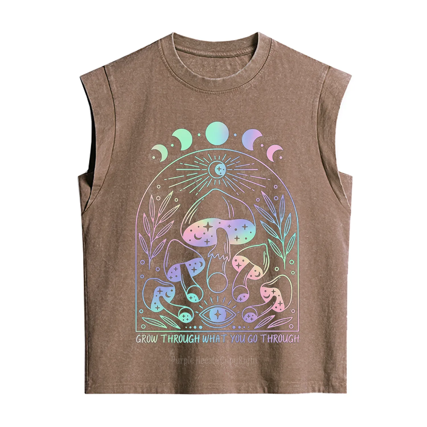 Purplehecate Moon Phases Mushroom Vintage Washed Tank