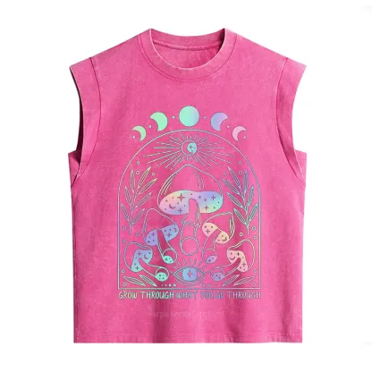 Purplehecate Moon Phases Mushroom Vintage Washed Tank