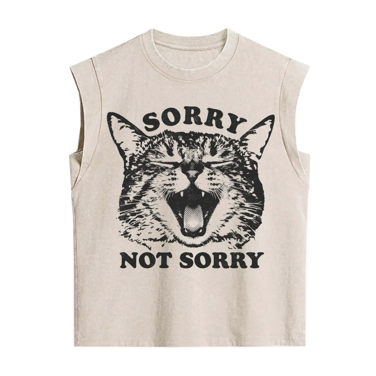 Purplehecate Sorry Not Sorry Funny Cat Vintage Washed Tank